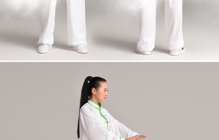 Tai Chi Clothing Set Casual Style White Lotus